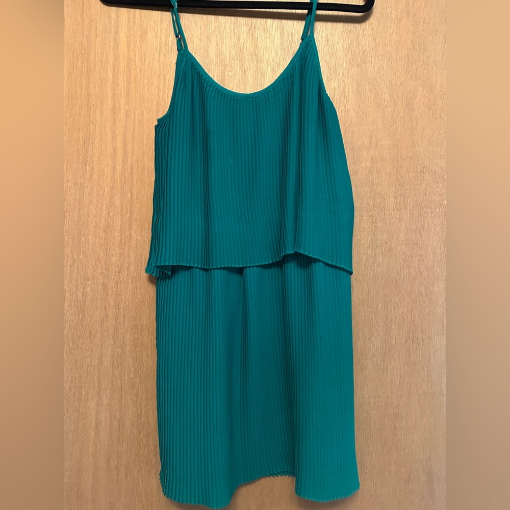 Parker Green Pleated Mini Dress - Size S